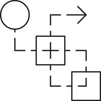 Flowchart diagram with a circle square plus symbol and arrow isolated on transparent background vector