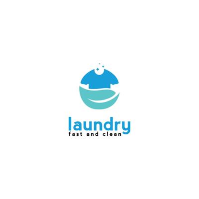 laundry logo design template , fast and clean washing cloth eco laundry service business
