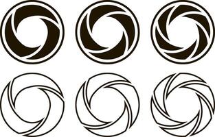 Camera cinema clipart collection. Circular shutter set icon vector