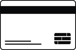 Simple black and white icon of a credit card back with magnetic stripe and signature lines isolated on transparent background vector