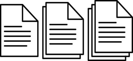 Three stacked document icons representing information and data organization isolated on transparent background vector