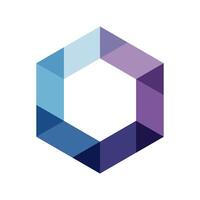 minimalist geometric shape symbol with gradient of blue and purple, connectivity and data flow in modern and futuristic digital technology vector