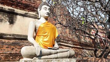Buddha statue with yellow robe in Ayutthaya video