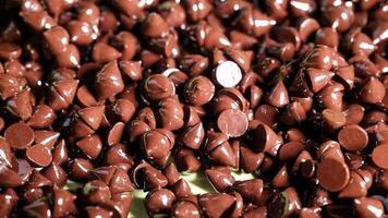 Close-up view of moving chocolate chips video