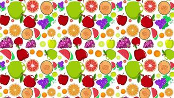 Colorful fruits transitioning in seamless patterns video