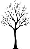 Stylized silhouette of a bare tree with intricate branches isolated on white background vector