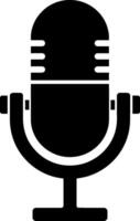 Classic black microphone icon with a vintage style isolated on white background. vector