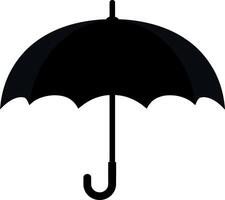 A simple black umbrella with a curved handle isolated on white background vector