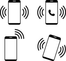 Ringing icon set. Mobile phone vibration icons. incoming communication alert. Vibrate alert in smartphone. connecting remotely. vector