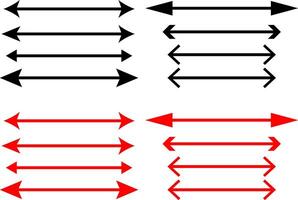 Horizontal double side long arrow mega collection. long arrow icon set. Semicircular curved thin. long double ended arrow.. presentation and education vector