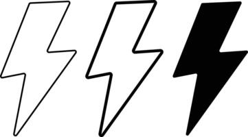 Thunderbolt icon set. Lightning bolt icons. Electric power symbol. Power energy signs. depicting thunderbolt symbol. weather and energy designs vector