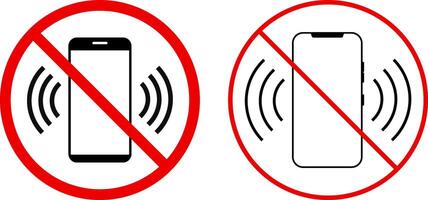 No ringing phones sign. smartphone icon in a red prohibited circle. Cellphone with prohibition sign. Mobile turn off symbol vector
