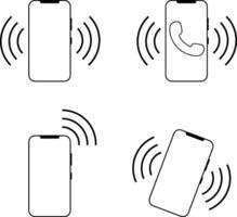 Ringing icon set. Mobile phone vibration icons. incoming communication alert. Vibrate alert in smartphone. connecting remotely vector