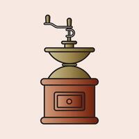 Rustic Brass and Wooden Coffee Grinder Illustration vector