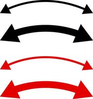 red and black dual sided curve arrow icon set . Two side arrow icons. Semicircular curved. Replaceable design. Double headed curved arrow symbol vector