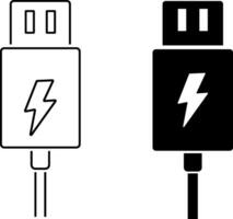 usb charging icon. battery charge indicators. USB connection icons. portable information device. wireless electric charger vector