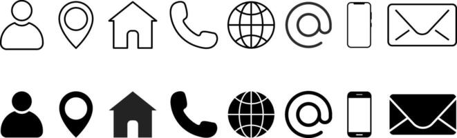 business card and website icon set. Contact information icons. Company Connection business card. portable information device. Social media network element. vector