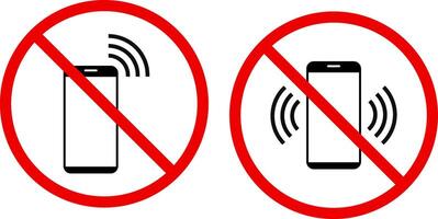 No ringing phones sign. smartphone icon in a red prohibited circle. Cellphone with prohibition sign. Mobile turn off symbol. vector