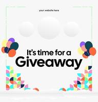 A square social media visual design with a giveaway announcement theme, with a combination of smooth geometric shapes, brings an elegant and flexible feel vector