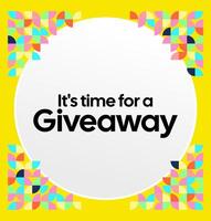A modular square template for giveaway announcements, relying on geometric visual rhythm and solid colors to create a bold statement. vector