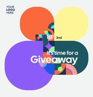 Professional giveaway post design featuring eye-catching colors and geometric patterns vector