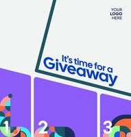 Template Announcement of Bright and Fun Giveaway winners with geometric designs, suitable for attracting attention on social media vector