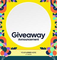 A fun giveaway prize announcement with a bright background and freeform shapes. Perfect for light promotions and reaching out to a young audience. A lighthearted visual for a giveaway announcement vector