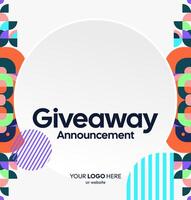 A fun visual template for a giveaway prize announcement. Contrasting colors and active graphic elements make it perfect for a cheerful campaign. An active and fun visual for a giveaway vector