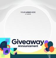 Showcase your brand's giveaway prizes with simple geometric visuals and corporate color tones. Suitable for exclusive product promotions. Exclusive and formal design for giveaways. vector