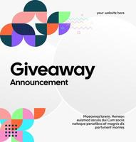 Giveaway promotion square template with creative geometric style and well-coordinated colors. Suitable for brand content. vector