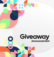 Colorful visual template for social media giveaway announcements, with modern geometric elements and an attractive promotional style. vector