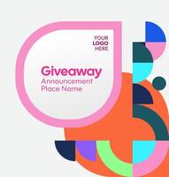 Social media post template to announce giveaway winners with a lively, professional, and colorful style vector