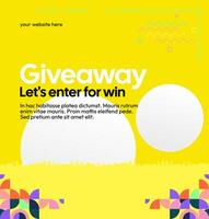 Square template for giveaway prize announcement with bold colorful geometric design. Perfect for boosting user engagement on social media vector