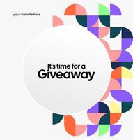 Elegant square template for giveaway winner announcement, combining simple geometric shapes and harmonious pastel colors. Elegant design for giveaway winners vector