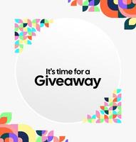 Graphic template for energetic giveaway announcement. Geometric elements and bright color scheme create a professional and modern impression. vector