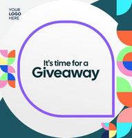 Simple yet festive post layout for announcing giveaway winners and attracting social interaction. Giveaway templates with geometric art vector
