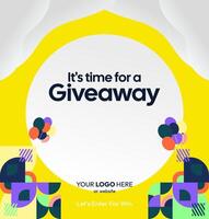 Show off the excitement of your giveaway with a colorful, playful and light design. Perfect for a young audience who is active on social media. A playful design for a giveaway prize vector