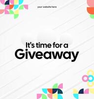 A square giveaway announcement template that combines subtle geometric illustrations and elegant color tones for a calm yet striking look vector