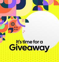 Social media template featuring abstract geometric shapes and bright background to announce giveaway winners in an attractive and professional way. Giveaway announcement with abstract style vector