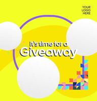 Online giveaway announcement post template to maximize reach and social sharing. Shareable giveaway winner design vector