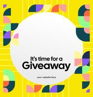 A fun social media template for givingaway winner announcements. Bright colors create a positive and interactive atmosphere. Interactive and cheerful visuals for giveaways. vector