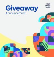 Social template with playful geometric design for announcing giveaway winners professionally vector