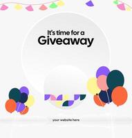 Giveaway announcement design in square format for social media, with energetic geometric elements and visually pleasing colors vector