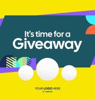 Custom giveaway winner post template with colorful accents, designed to draw attention online vector
