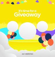 Visual design for a giveaway prize announcement on social media, using colorful geometry and balanced layout composition. vector