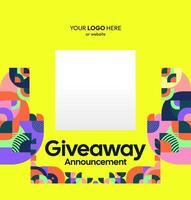 Communicate your giveaway results professionally with this geometric template. The symmetrical format creates a trustworthy and clean look. Symmetrical format for giveaway content vector