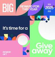 Ideal for formal brand promotions, this design combines clean lines and geometric shapes for a giveaway winner announcement. A clean look for a formal giveaway. vector