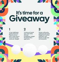 A festive template to declare giveaway results with bright, geometric visuals and bold text. Bright winner post for giveaways vector