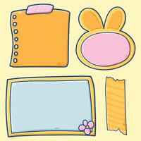 Doodle Memo Note Paper with Bunny and Flower vector
