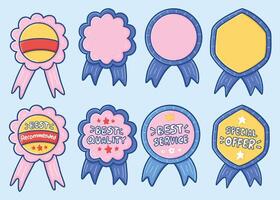 Collection of Cartoon Style Badges and Ribbons vector